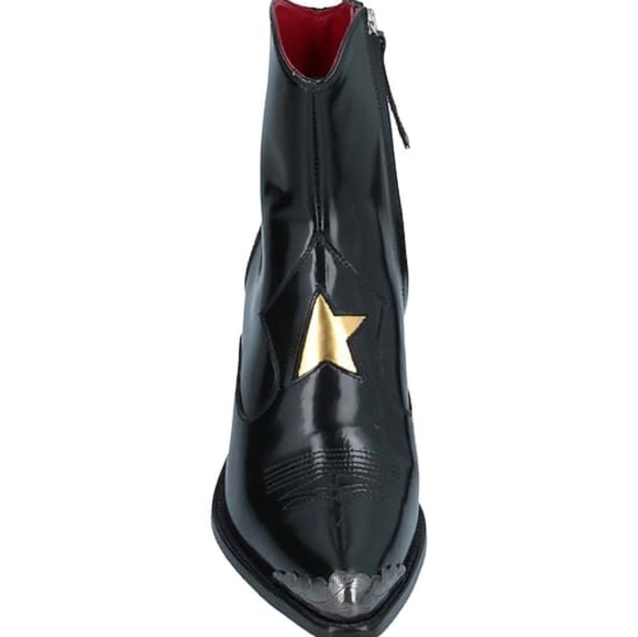 Golden Goose Black Leather Pointed Toe Golden Star Cowboy Boots Size 37 - Picture 4 of 7